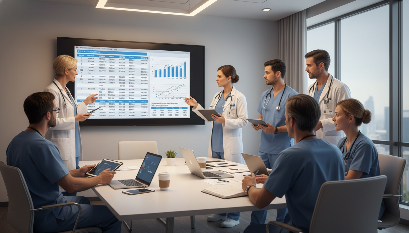 Cardiothoracic residents reviewing operative case logs and outcomes data - cardiothoracic surgery residency for Operative Exp
