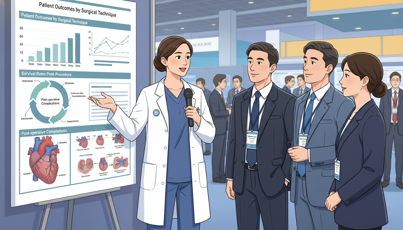 Resident presenting cardiothoracic surgery research at a conference Resident presenting cardiothoracic surgery research at a conference - cardiothoracic surgery residency for Research Profile B