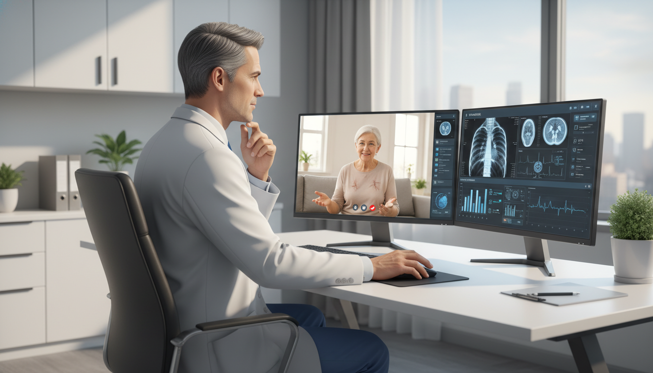 Cardiothoracic surgeon conducting remote follow-up visit Cardiothoracic surgeon conducting remote follow-up visit - cardiothoracic surgery residency for Telemedicine Career Opportuni