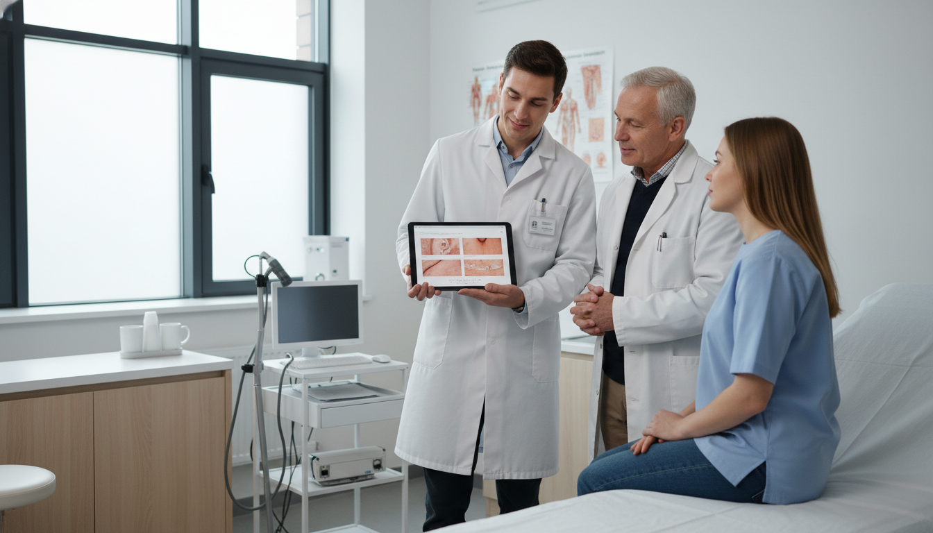 Medical student presenting a dermatology case to a faculty member Medical student presenting a dermatology case to a faculty member - dermatology residency for Away Rotation Strategy in Derma