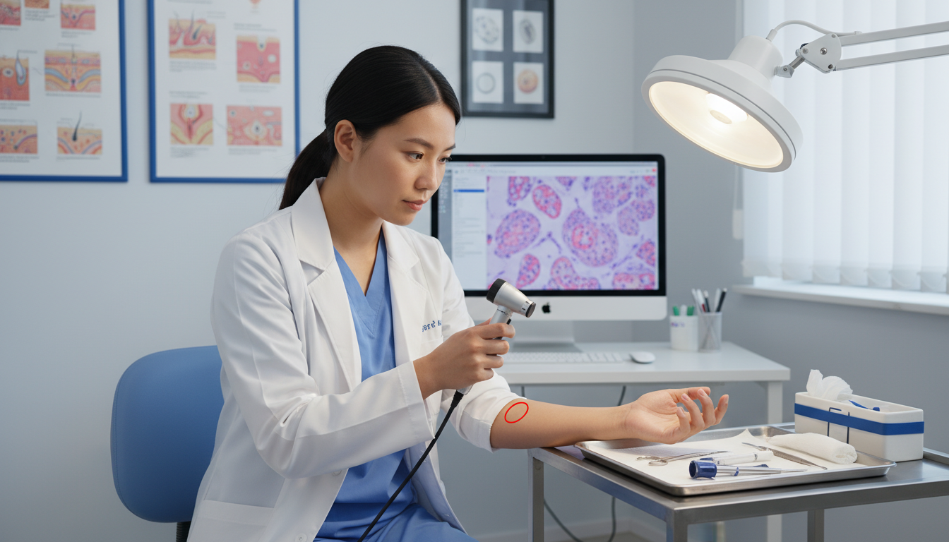 Dermatology resident performing skin examination and biopsy Dermatology resident performing skin examination and biopsy - dermatology residency for Choosing a Medical Specialty in Derma