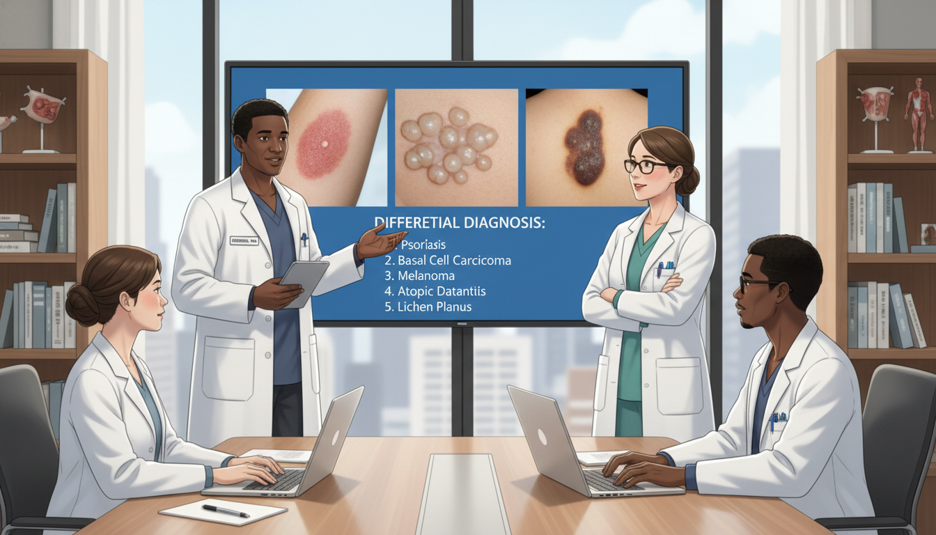 Medical student presenting dermatology case to attending and residents Medical student presenting dermatology case to attending and residents - dermatology residency for Excelling in Clinical Rota