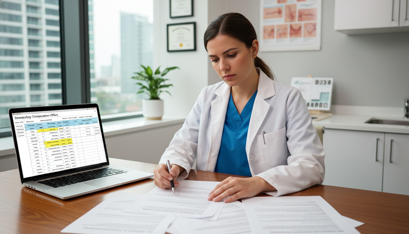 Dermatology resident reviewing employment contracts Dermatology resident reviewing employment contracts - dermatology residency for Physician Contract Negotiation in Dermatology