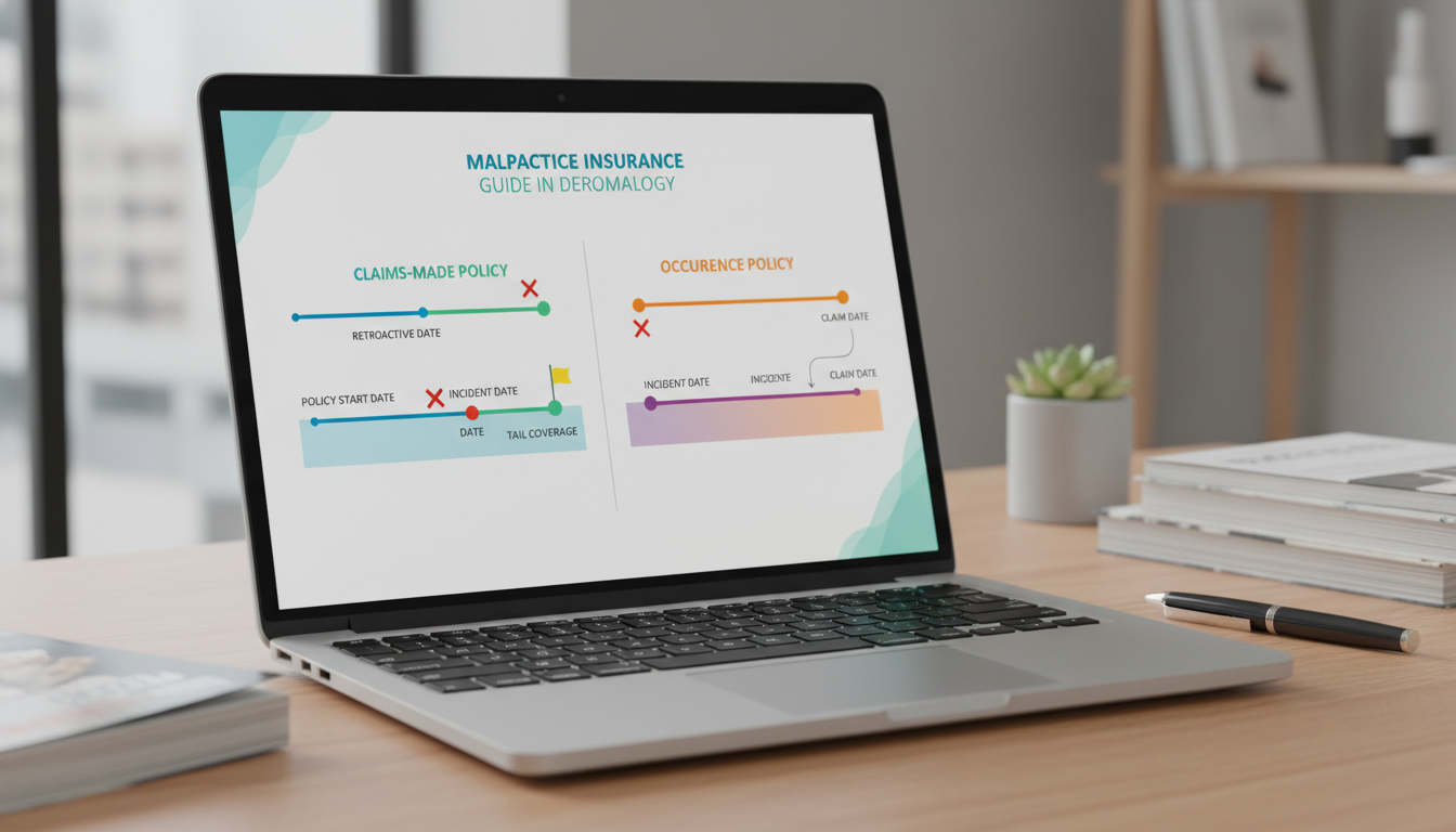 Illustration of claims-made versus occurrence malpractice policy timelines Illustration of claims-made versus occurrence malpractice policy timelines - dermatology residency for Malpractice Insurance