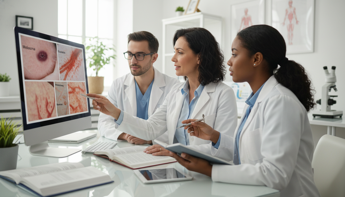 Dermatology attending mentoring residents in a clinic setting Dermatology attending mentoring residents in a clinic setting - dermatology residency for Networking in Medicine in Dermatolo