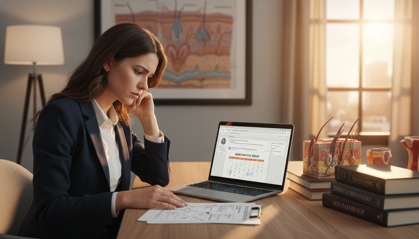 Dermatology applicant reviewing rank list and communication notes Dermatology applicant reviewing rank list and communication notes - dermatology residency for Pre-Match Communication in Derm