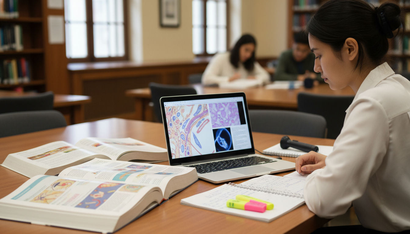 Undergraduate pre-med student studying dermatology concepts Undergraduate pre-med student studying dermatology concepts - dermatology residency for Pre-Med Preparation in Dermatology: A