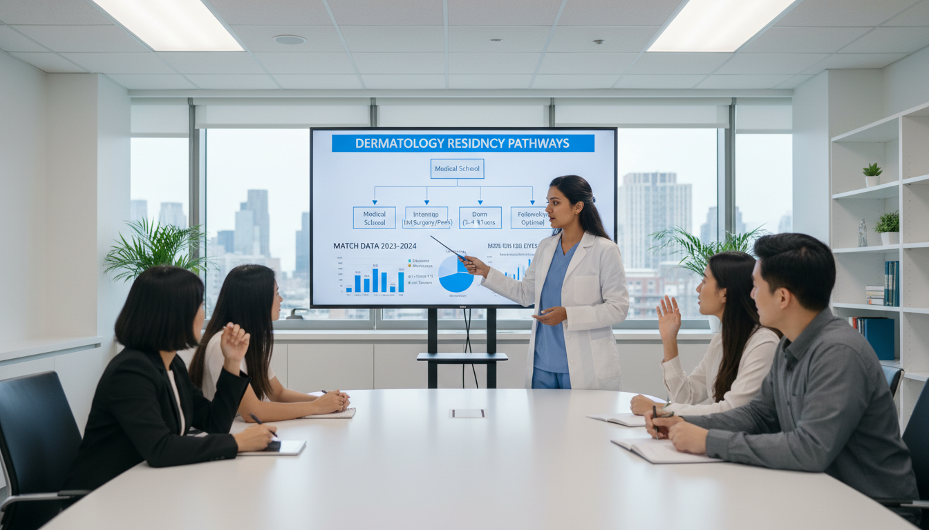 Dermatologist mentoring pre-med students about residency pathways Dermatologist mentoring pre-med students about residency pathways - dermatology residency for Pre-Med Preparation in Dermatol