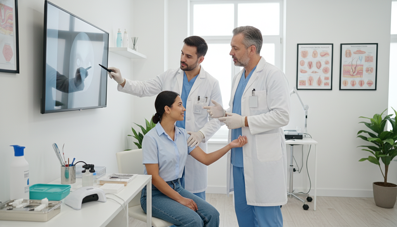 Dermatology resident in clinic with attending mentor Dermatology resident in clinic with attending mentor - dermatology residency for How to Research Programs in Dermatology: A C