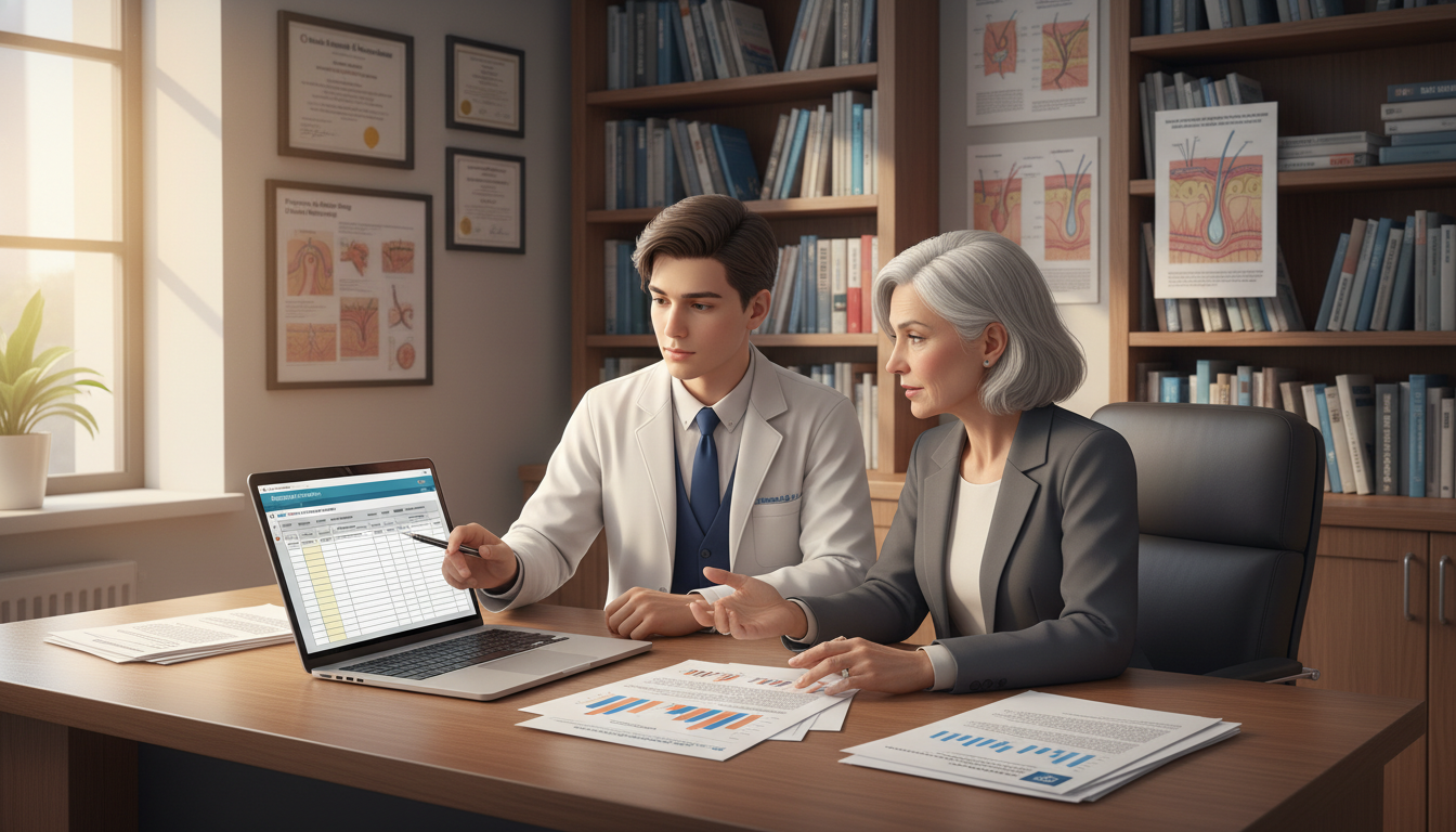 Medical student meeting with dermatology mentor to review residency application strategy - dermatology residency for Program