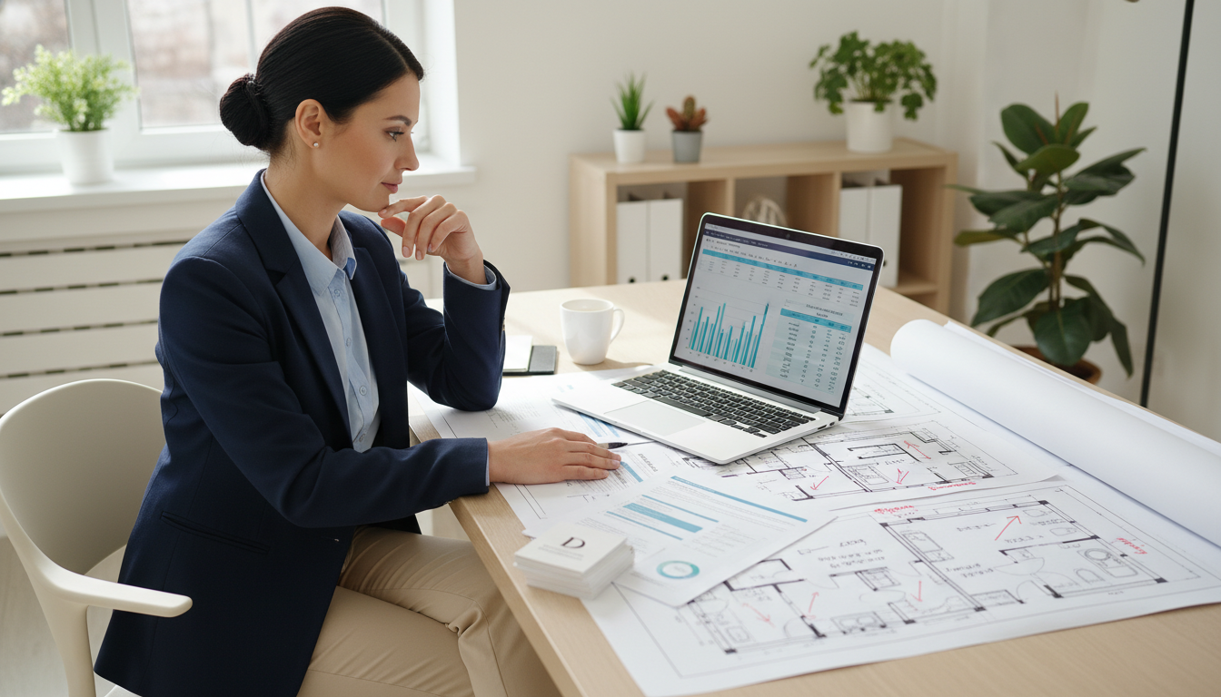 Dermatologist reviewing financial and business plans for a new practice - dermatology residency for Starting a Private Practi