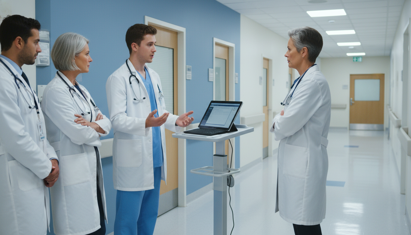 Medical student and internal medicine team during ward rounds - EM IM combined for Excelling in Clinical Rotations in Emergen