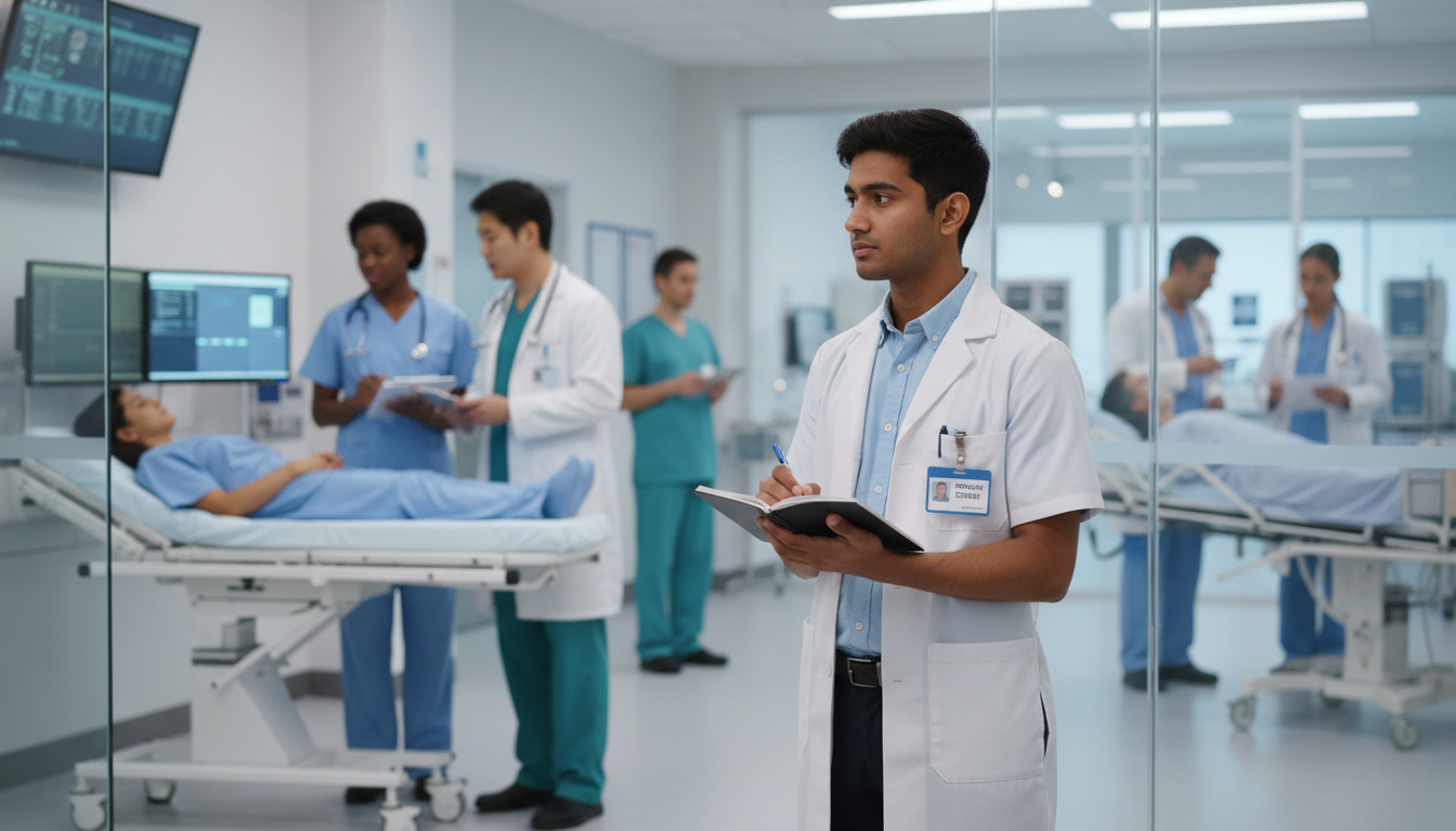 Medical student taking notes during emergency department shadowing - EM IM combined for Medical Shadowing Experience in Emerg