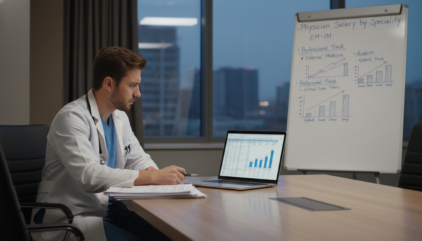 Emergency Medicine Internal Medicine Resident Analyzing Physician Salary Data Emergency Medicine Internal Medicine Resident Analyzing Physician Salary Data - EM IM combined for Physician Salary by Specia