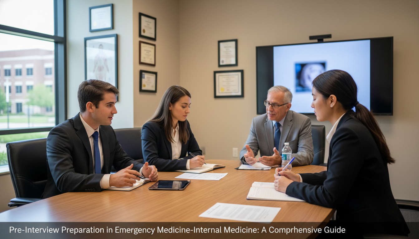 Medical students in a mock interview session - EM IM combined for Pre-Interview Preparation in Emergency Medicine-Internal Me