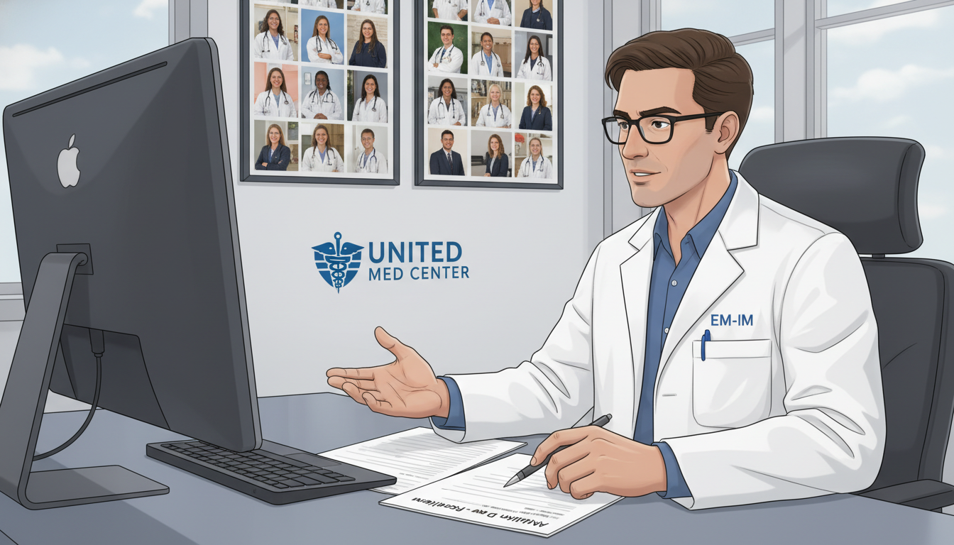 Residency program director in an EM-IM program on a video call with an applicant Residency program director in an EM-IM program on a video call with an applicant - EM IM combined for Pre-Match Communication