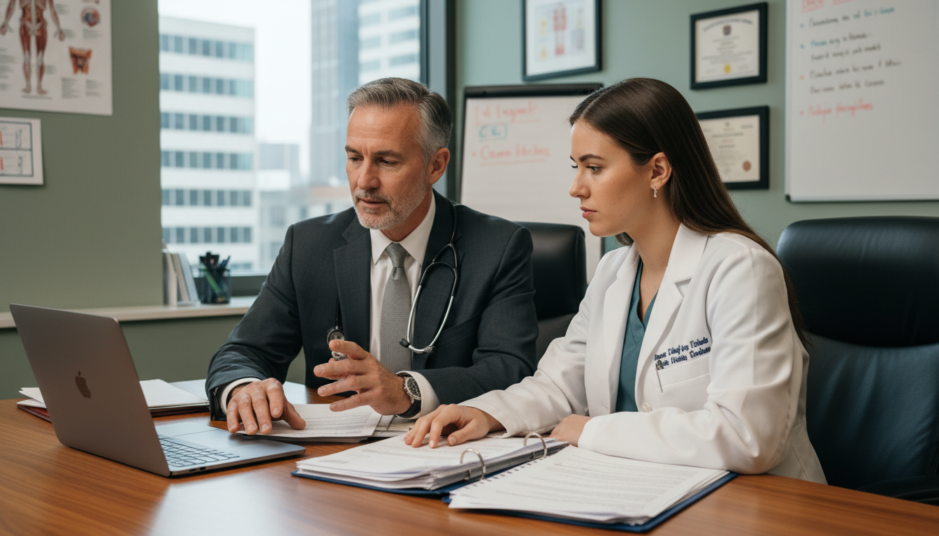 Program director and resident discussing residency application concerns Program director and resident discussing residency application concerns - EM IM combined for Addressing Red Flags in Emergenc