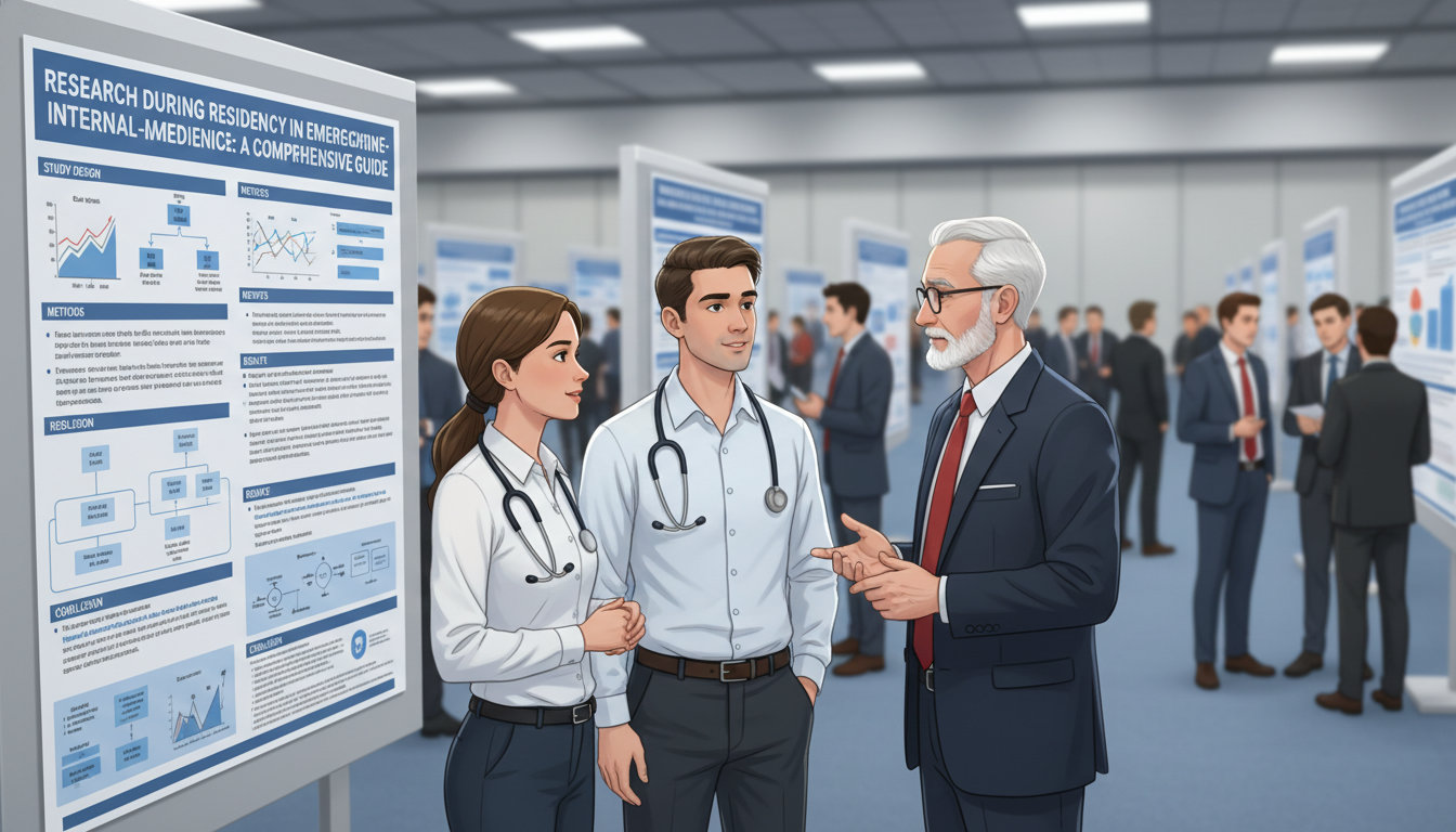 EM-IM residents presenting a research poster at a national medical conference EM-IM residents presenting a research poster at a national medical conference - EM IM combined for Research During Residency