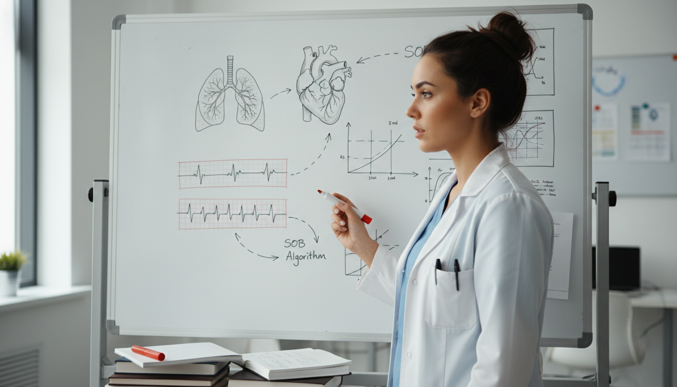 Medical student analyzing cardiology and pulmonary concepts for USMLE Step 1 - EM IM combined for USMLE Step 1 Preparation in