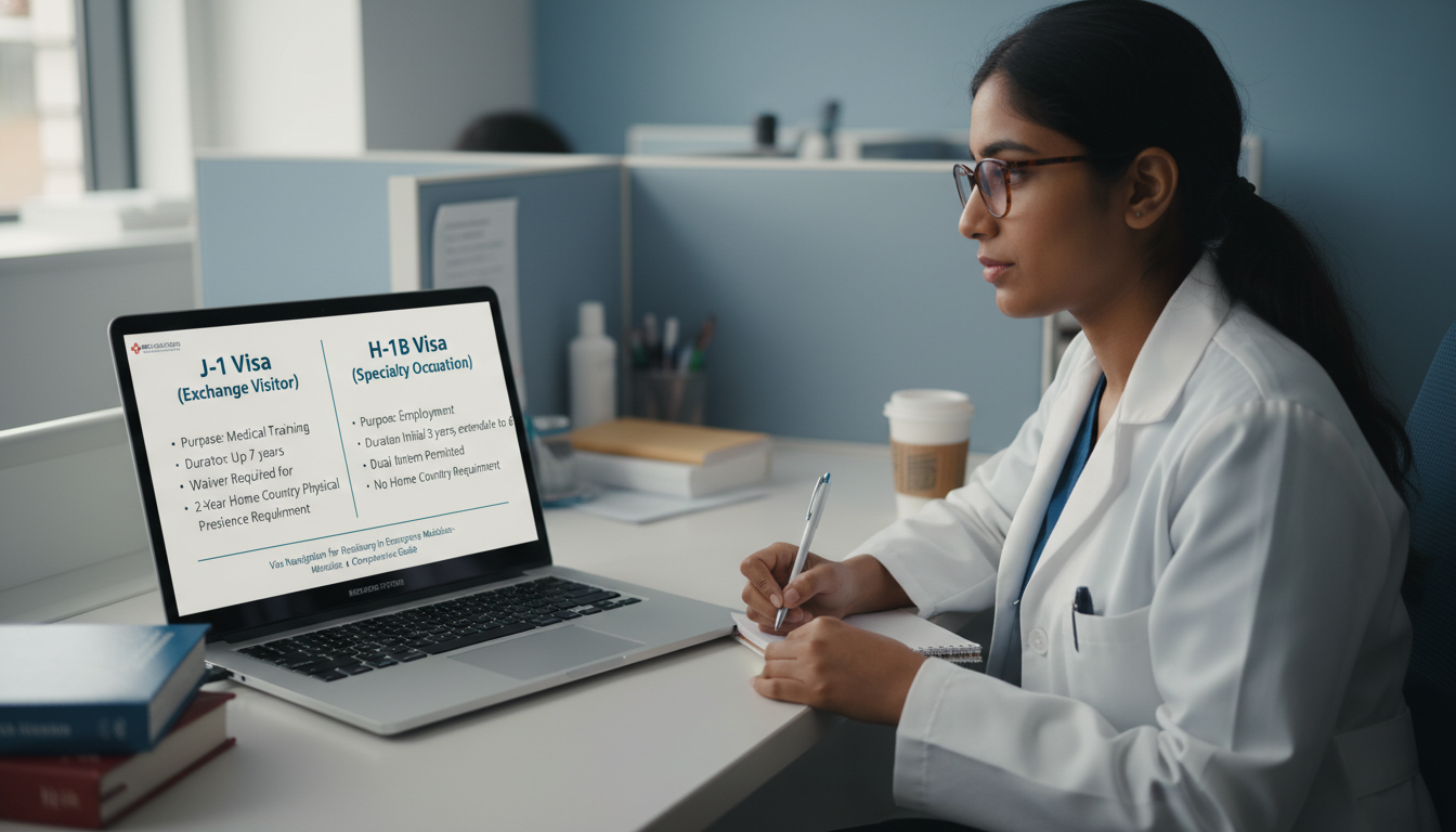Comparison of J-1 vs H-1B visa options for EM-IM combined residency applicants - EM IM combined for Visa Navigation for Resid