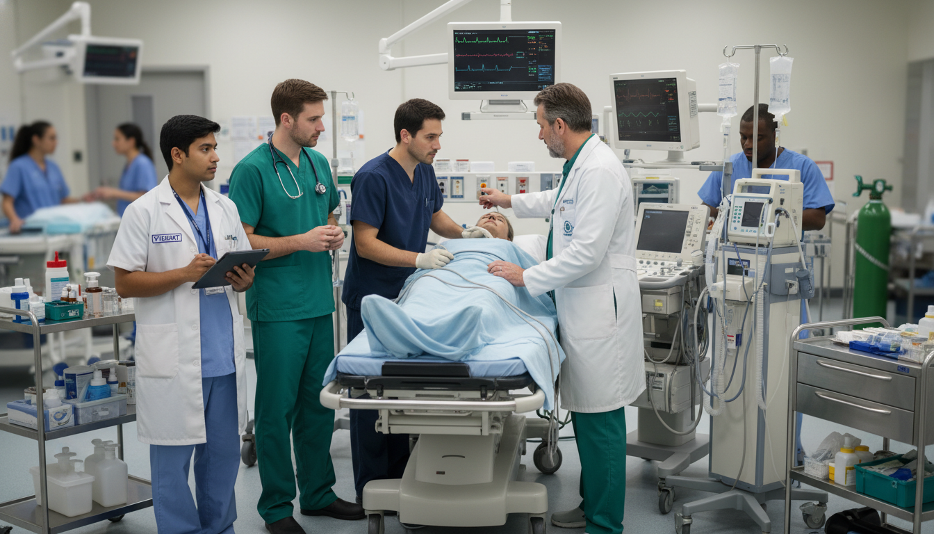Emergency medicine team working together in trauma bay Emergency medicine team working together in trauma bay - emergency medicine residency for Excelling in Clinical Rotations in