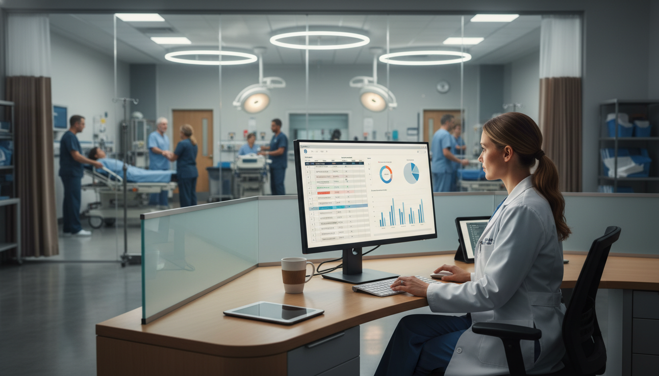 Emergency medicine physician reviewing schedule and workload metrics Emergency medicine physician reviewing schedule and workload metrics - emergency medicine residency for Physician Contract Ne