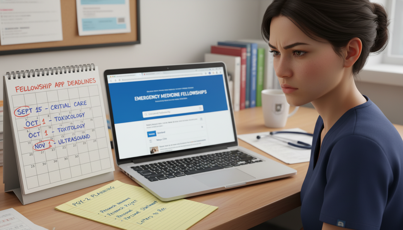 Emergency medicine resident reviewing fellowship timeline Emergency medicine resident reviewing fellowship timeline - emergency medicine residency for Fellowship Preparation in Emerge