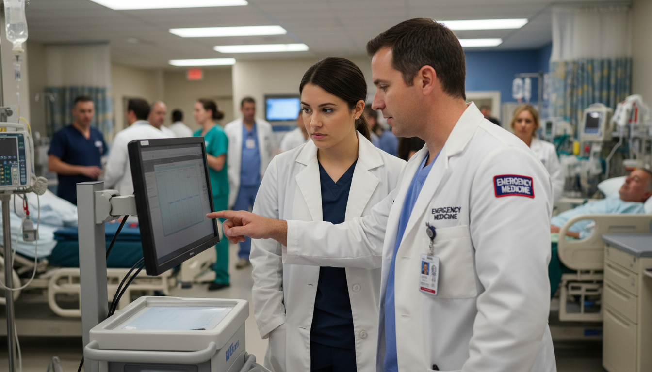 Medical student working a busy emergency medicine shift to earn a strong SLOE - emergency medicine residency for Letters of R