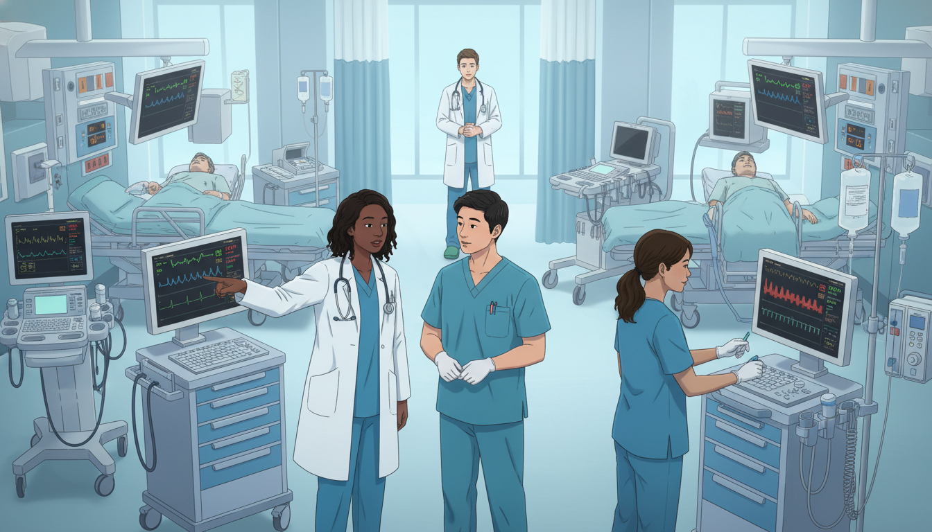 Busy emergency department team working while a student observes - emergency medicine residency for Medical Shadowing Experien