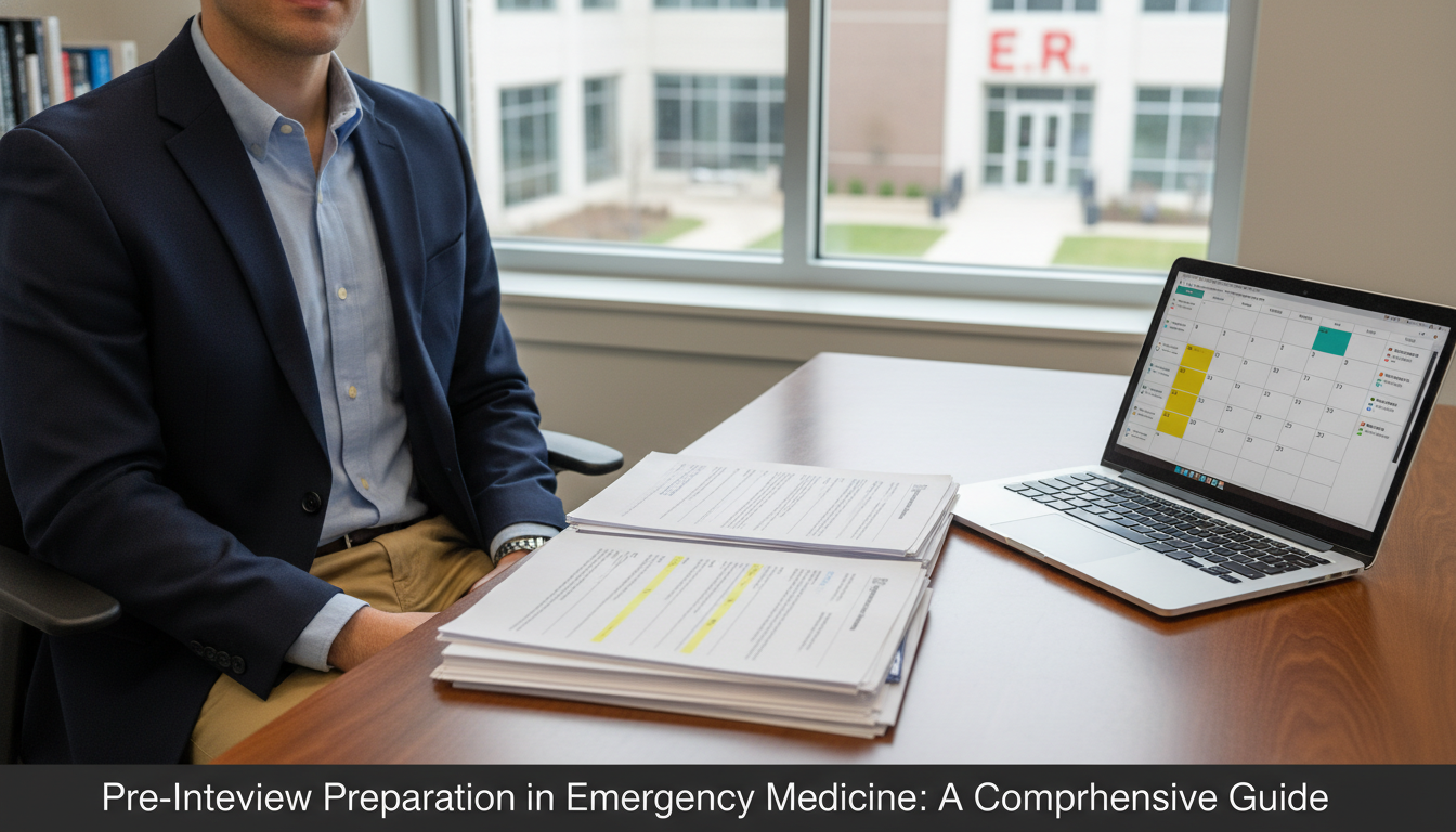 Medical student reviewing application documents before residency interview Medical student reviewing application documents before residency interview - emergency medicine residency for Pre-Interview P