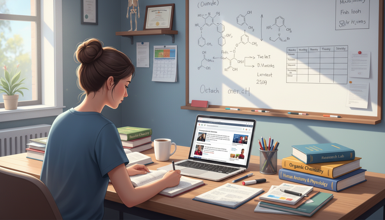 Premed student studying sciences and public health with emergency medicine focus - emergency medicine residency for Pre-Med P