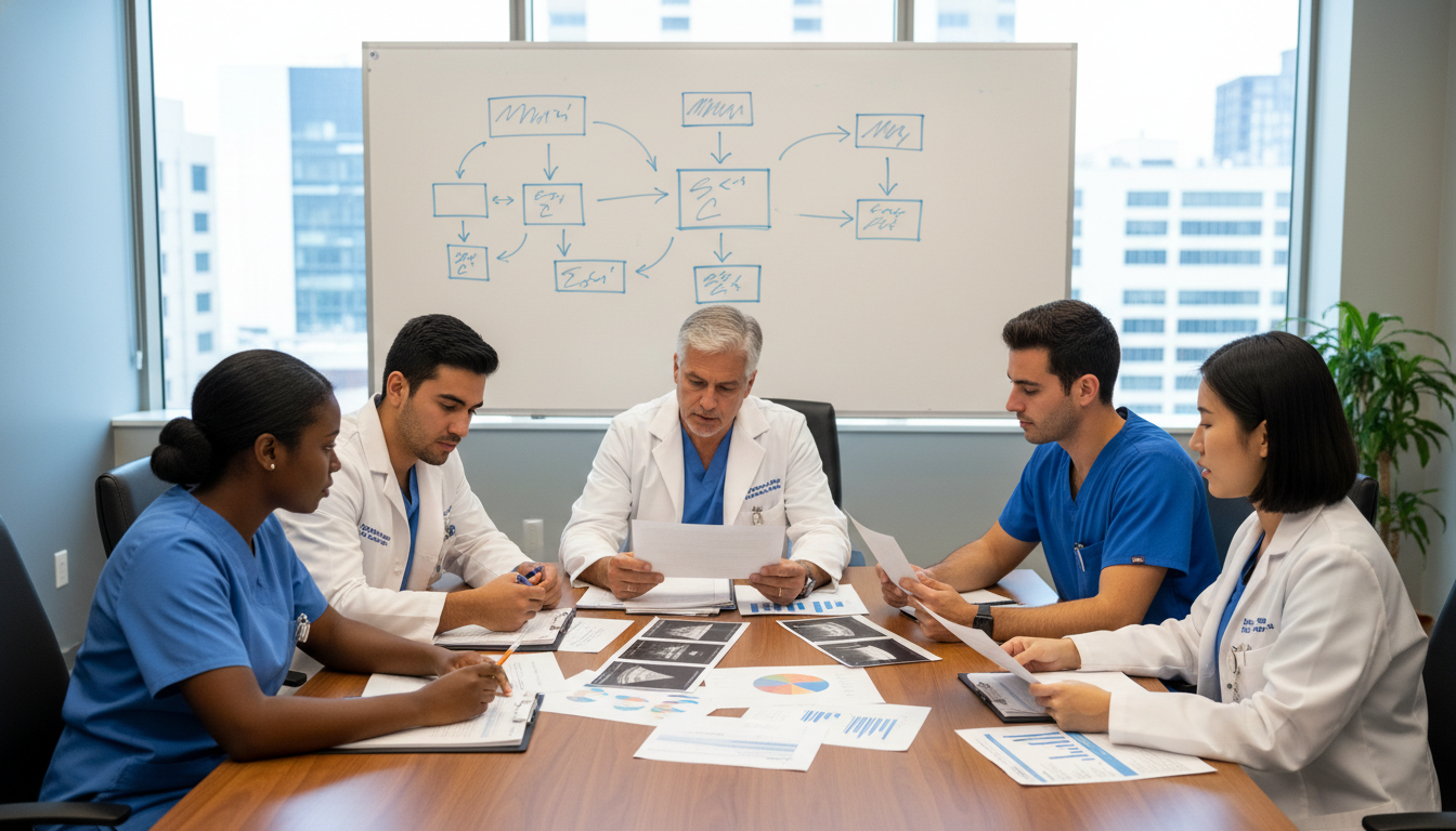 Emergency medicine research team collaborating on a project Emergency medicine research team collaborating on a project - emergency medicine residency for Research Profile Building in E