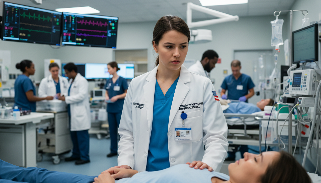 Emergency medicine resident working night shift in US ED Emergency medicine resident working night shift in US ED - emergency medicine residency for Visa Navigation for Residency in