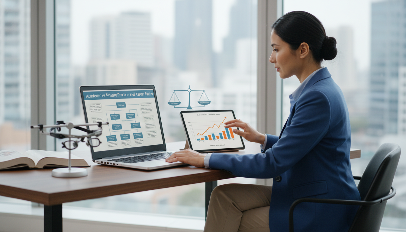 ENT surgeon reviewing financial and lifestyle choices ENT surgeon reviewing financial and lifestyle choices - ENT residency for Academic vs Private Practice in Otolaryngology (ENT