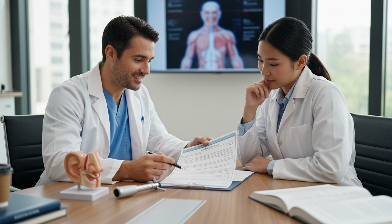 ENT mentor reviewing residency CV with a medical student ENT mentor reviewing residency CV with a medical student - ENT residency for CV Building in Otolaryngology (ENT): A Comprehen