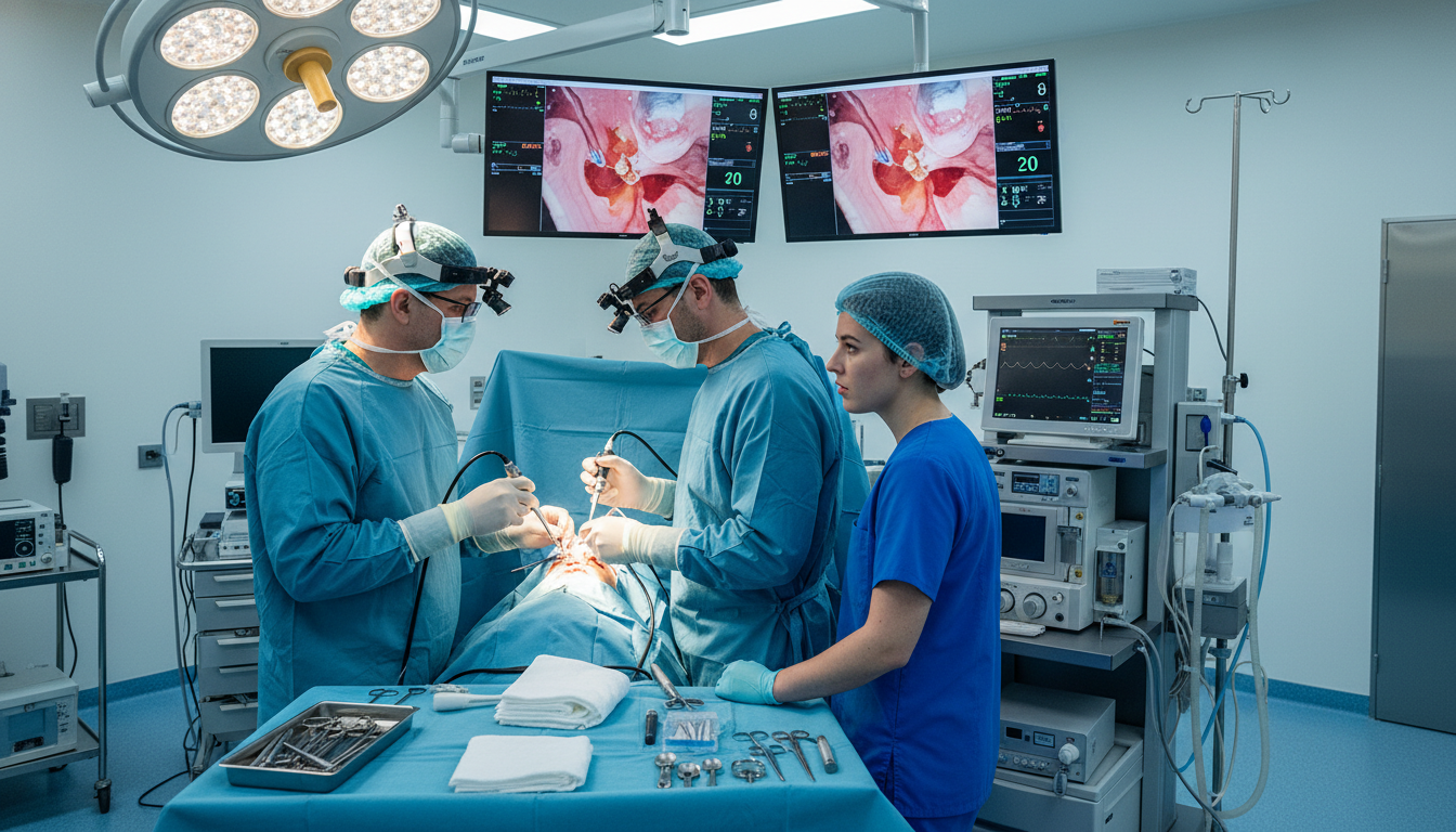 ENT surgical team in operating room with student observer - ENT residency for Medical Shadowing Experience in Otolaryngology