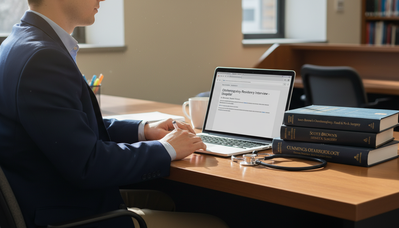 Otolaryngology applicant reviewing residency emails - ENT residency for Pre-Match Communication in Otolaryngology (ENT): A Co