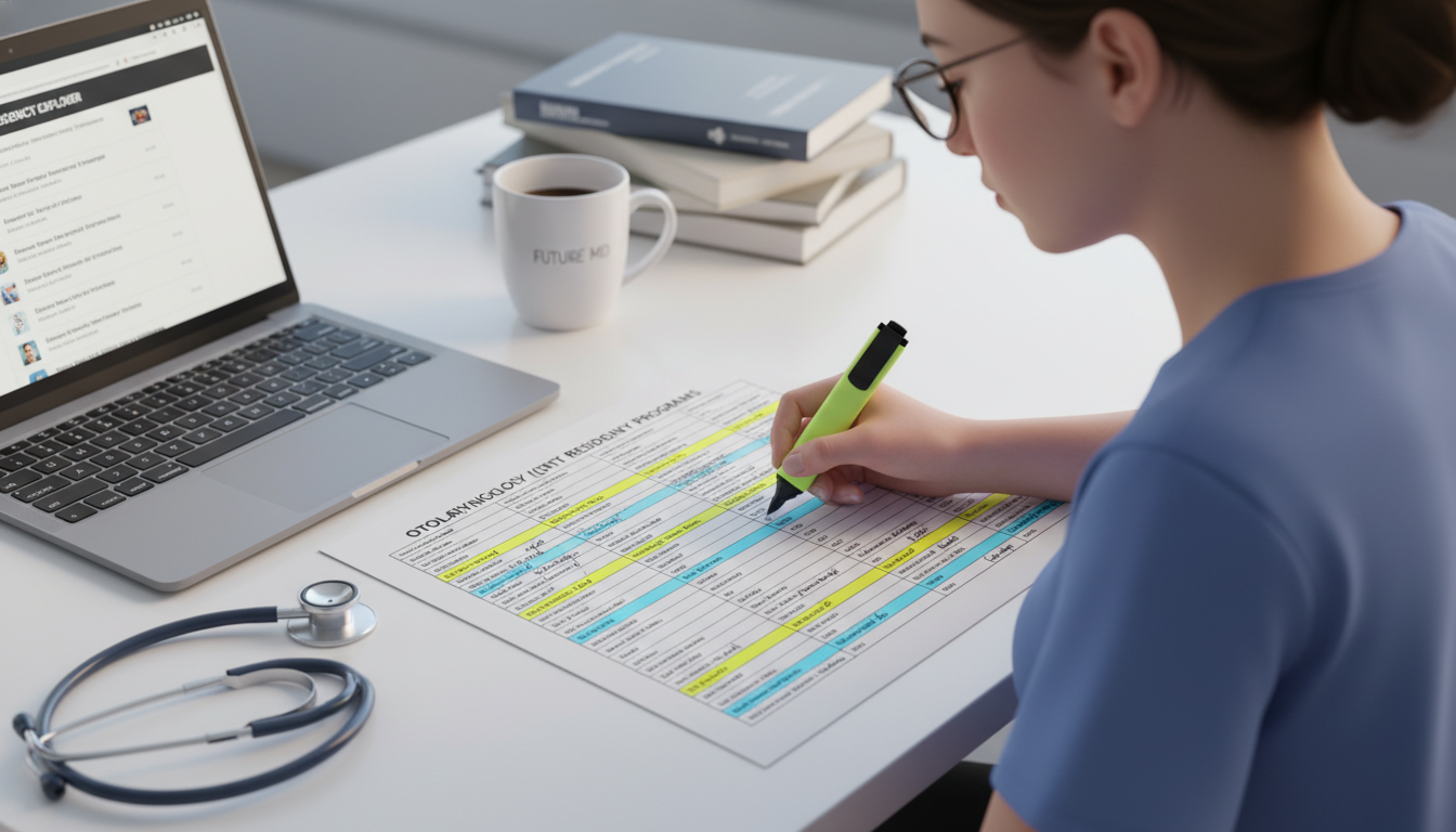 Medical student reviewing ENT residency program list - ENT residency for Program Selection Strategy in Otolaryngology (ENT):
