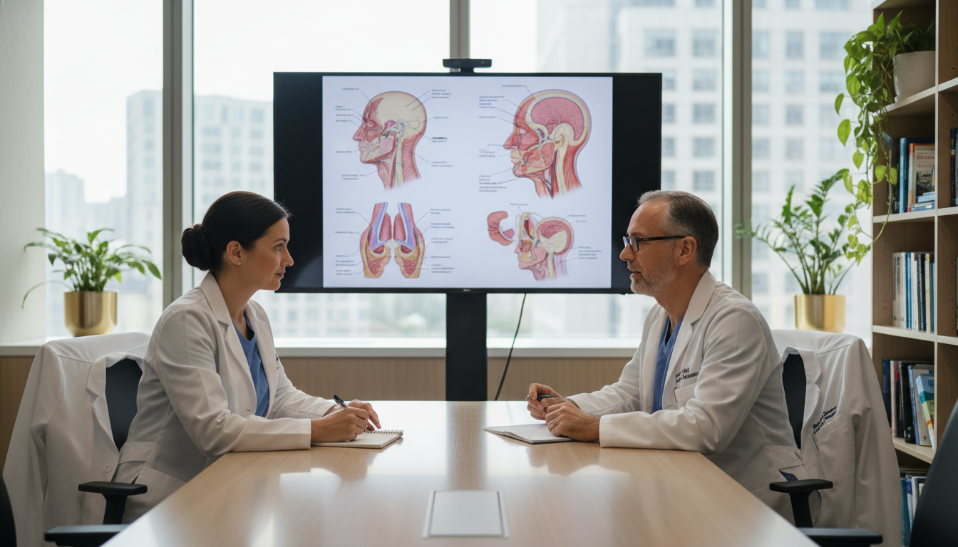 ENT resident speaking with program director about surgical training and curriculum - ENT residency for Questions to Ask Progr