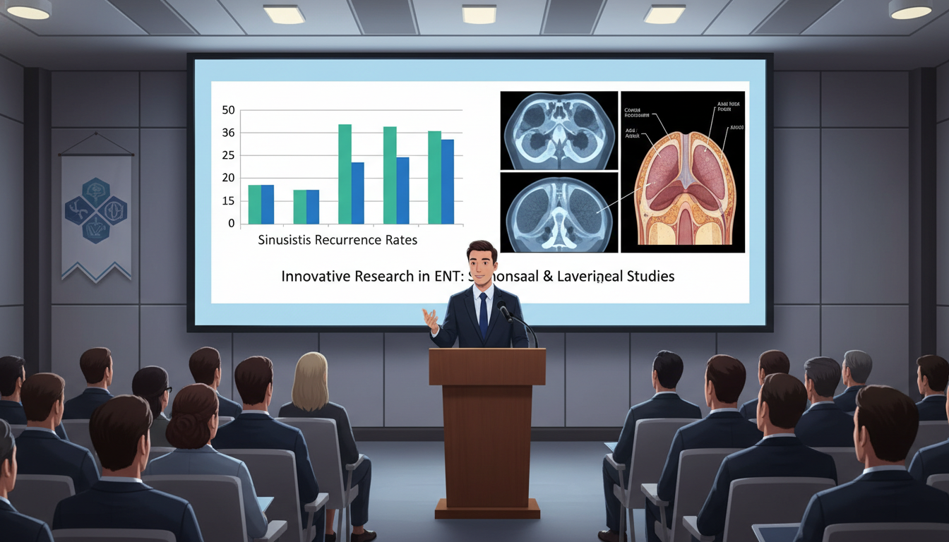 ENT resident presenting research findings at a medical conference - ENT residency for Research During Residency in Otolaryngo
