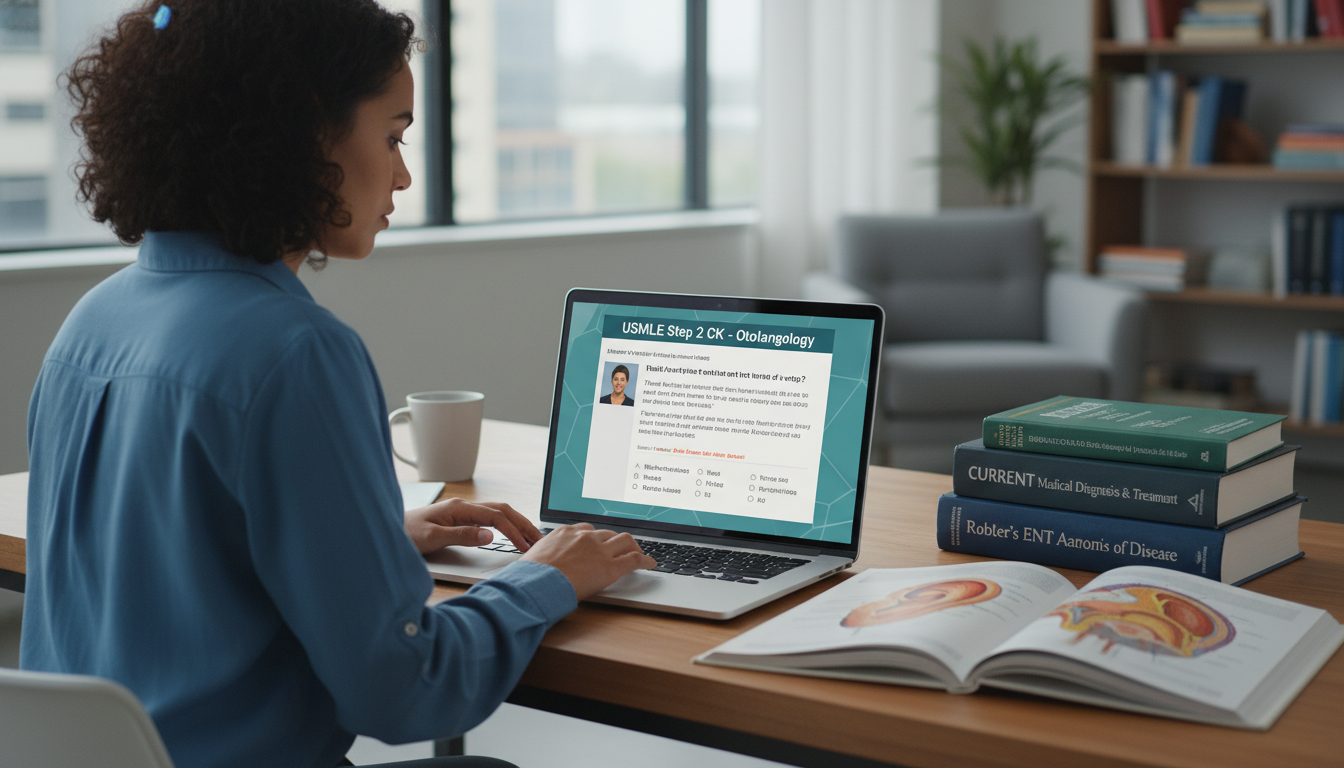 Medical student using a question bank platform for USMLE Step 2 CK Medical student using a question bank platform for USMLE Step 2 CK - ENT residency for USMLE Step 2 CK Preparation in Otolary