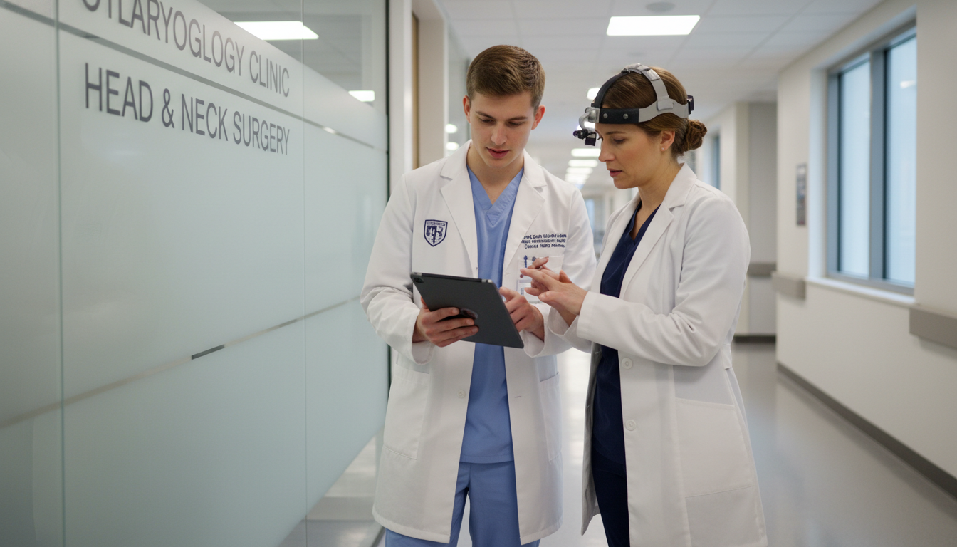 Medical student on ENT away rotation interacting with faculty - ENT residency for Ultra-Competitive Specialty Strategy in Oto