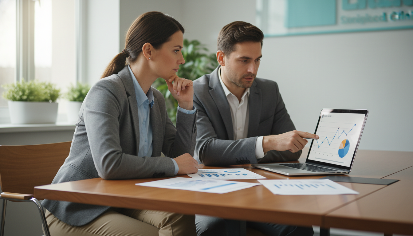 Family medicine physician meeting with a practice administrator to discuss business and career goals Family medicine physician meeting with a practice administrator to discuss business and career goals - family medicine reside