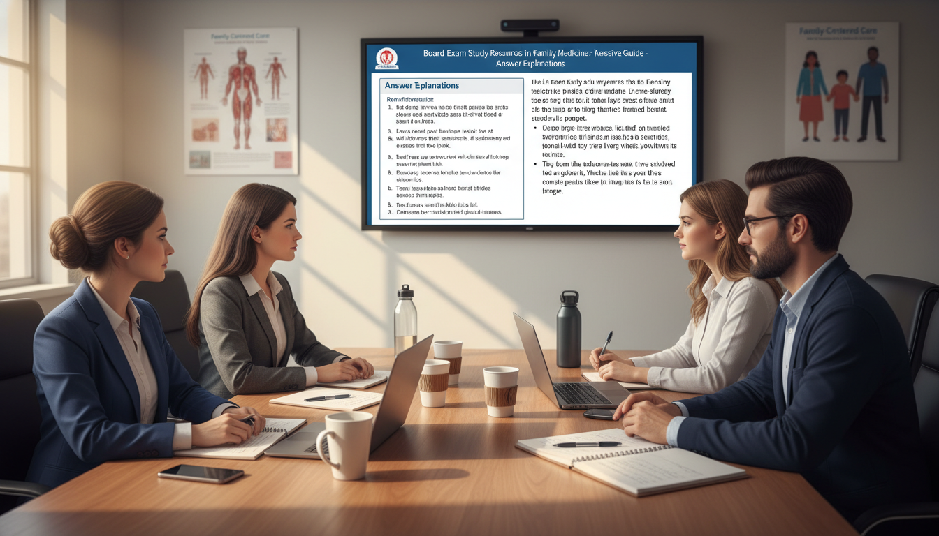 Residents discussing family medicine board review questions - family medicine residency for Board Exam Study Resources in Fam