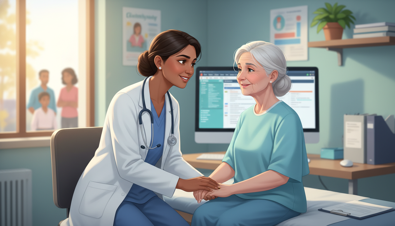 Resident physician caring for a family medicine patient in a clinic Resident physician caring for a family medicine patient in a clinic - family medicine residency for H-1B Sponsorship Programs