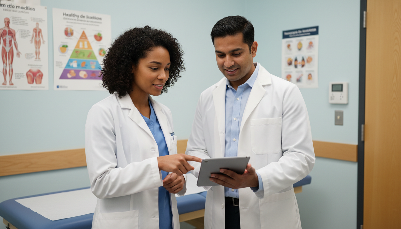 Medical student working with a family medicine preceptor in clinic - family medicine residency for Letters of Recommendation