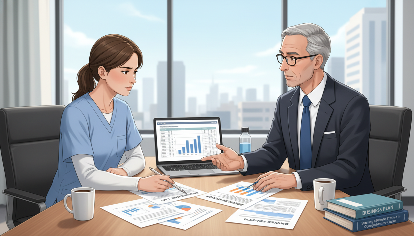 Family medicine resident discussing business plans with mentor Family medicine resident discussing business plans with mentor - family medicine residency for Starting a Private Practice in