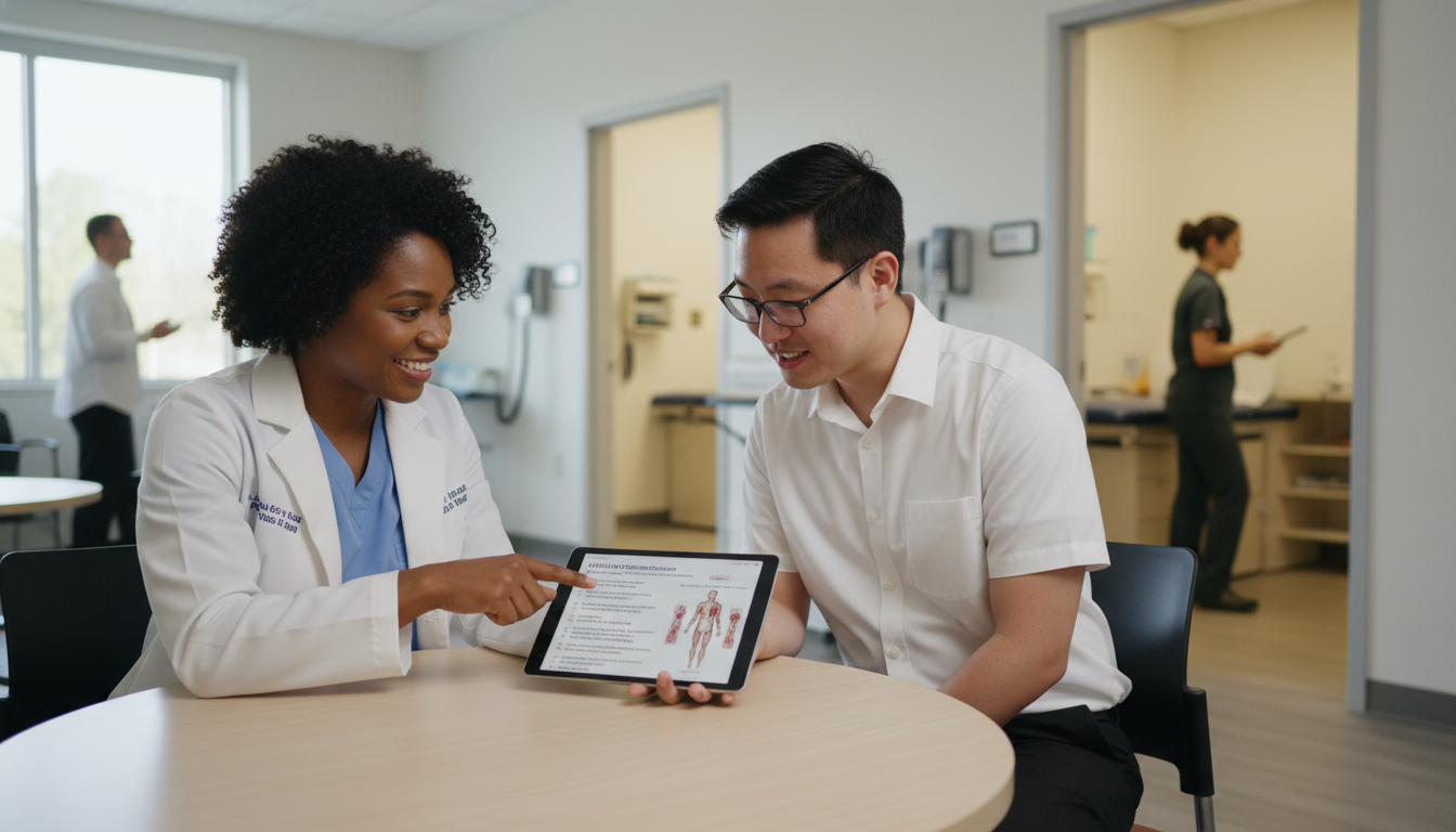 Family medicine resident teaching medical student using practice questions Family medicine resident teaching medical student using practice questions - family medicine residency for USMLE Step 1 Prepa