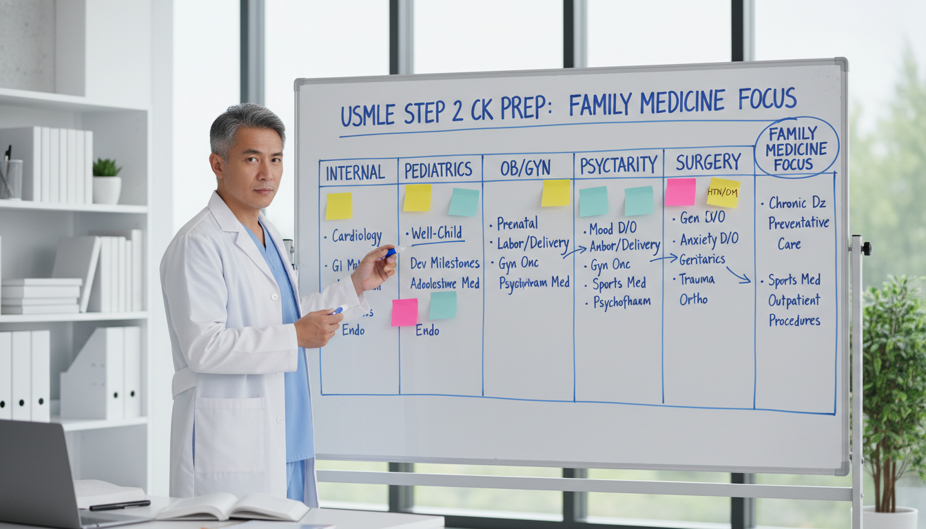 Medical student mapping out a Step 2 CK study blueprint Medical student mapping out a Step 2 CK study blueprint - family medicine residency for USMLE Step 2 CK Preparation in Family