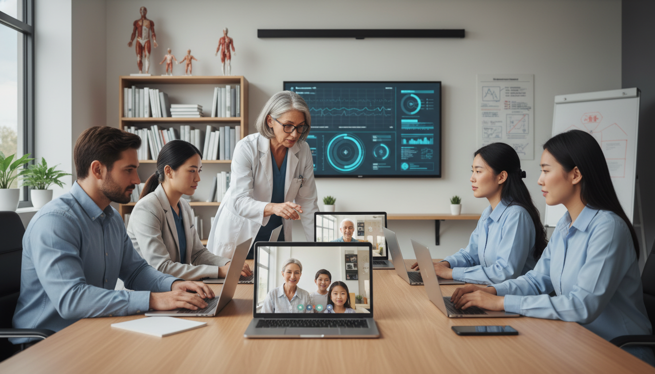 Family medicine resident practicing telemedicine skills with faculty - family medicine residency for Telemedicine Career Oppo